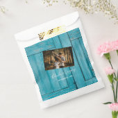 Sachets En Papier Mariage photo en bois bleu rustique (Scellé)