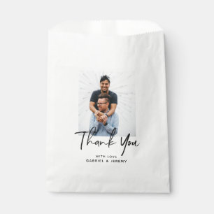 Sachets En Papier Mariage photo personnalisé de script minimaliste s