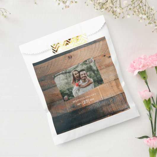 Sachets En Papier Mariage photo rustique en bois (Scellé)
