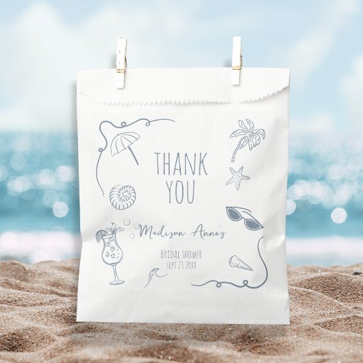 Sachets En Papier Mariage Remerciement Plage Dessinée à la Main