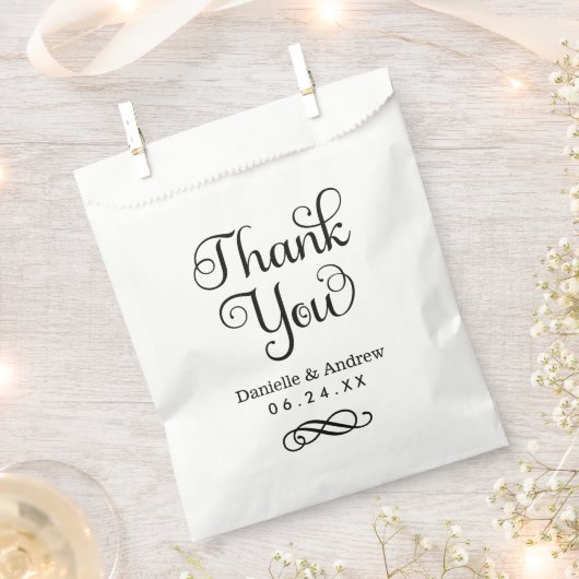 Sachets En Papier Mariage Remerciements Écriture Élégante (Coupé)