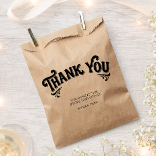 Sachets En Papier Mariage rétro noir élégant & artisanat