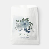 Sachets En Papier mariage romantique blanc, marine et fleurs bleues  (Devant)
