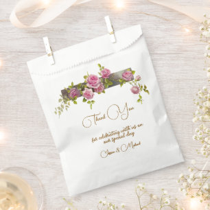 Sachets En Papier Mariage Rose de couleur douce