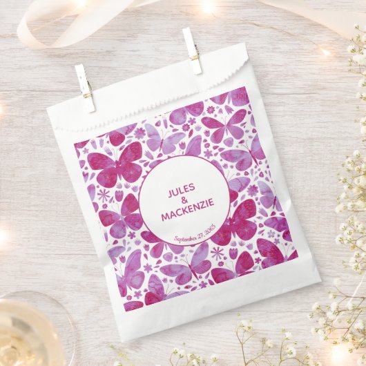 Sachets En Papier Mariage rose papillon (Coupé)