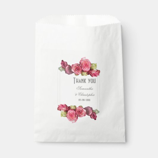 Sachets En Papier Mariage rose rose (Devant)