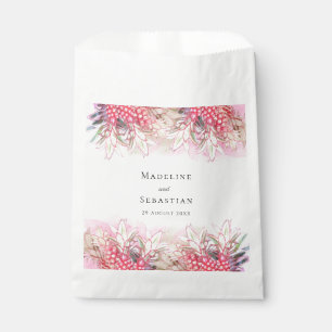 Sachets En Papier Mariage Rouge Exotique aux Ananas Roses