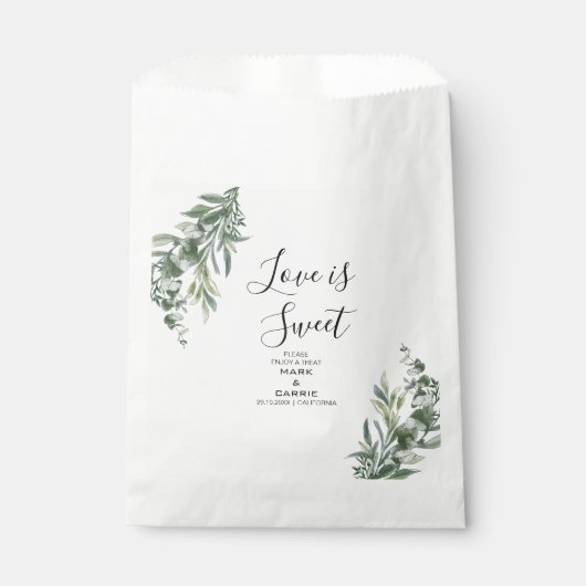 Sachets En Papier Mariage Rustique avec Verdure d'Eucalyptus (Devant)