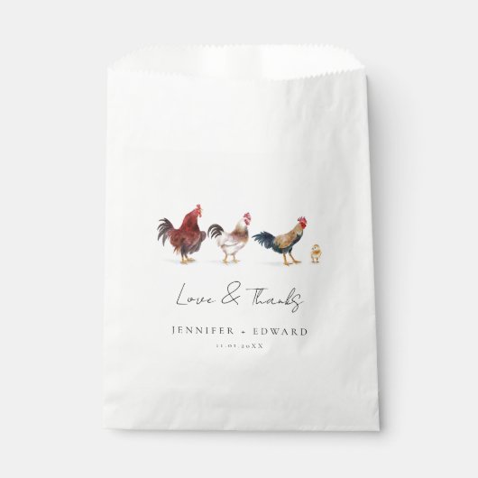 Sachets En Papier Mariage rustique de coq de poulet (Devant)
