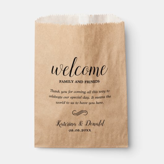 Sachets En Papier Mariage Rustique Kraft Bienvenue Favoriser les sac (Devant)