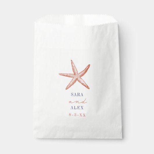 Sachets En Papier Mariage Rustique Red Starfish Beach (Devant)
