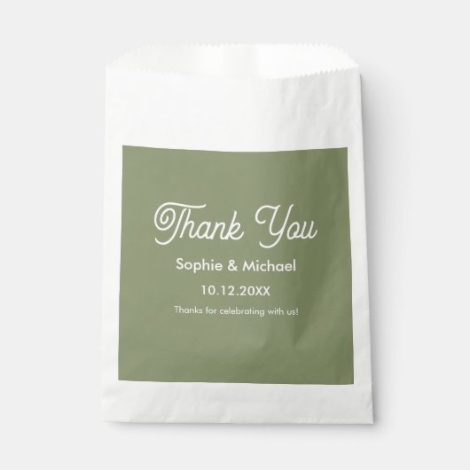 Sachets En Papier Mariage Sage Green Bride Groom Merci (Devant)