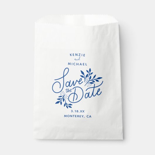 Sachets En Papier Mariage Sauvegarder la date Main tiré swag botaniq (Devant)