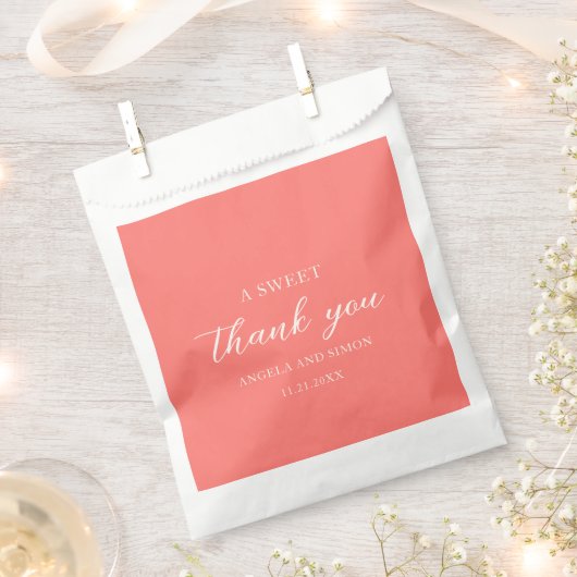 Sachets En Papier Mariage Simple Corail Vibrant Moderne (Coupé)