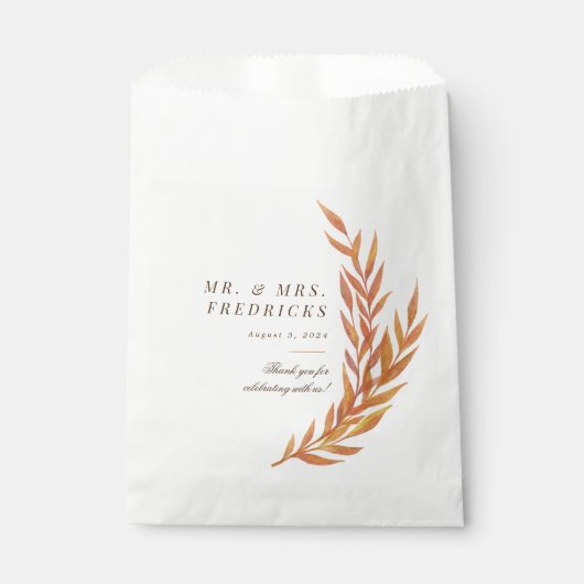 Sachets En Papier Mariage simple de branche orange (Devant)
