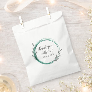 Sachets En Papier Mariage simple de courroie Emerald Green
