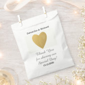 Sachets En Papier Mariage simple Elegant Gold Heart Merci (Coupé)