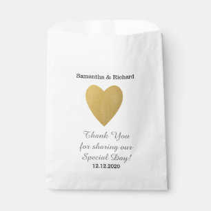 Sachets En Papier Mariage simple Elegant Gold Heart Merci