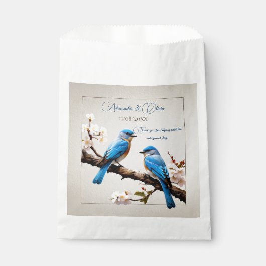Sachets En Papier Mariage Spring Bluebirds (Devant)