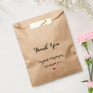 Sachets En Papier Mariage sur mesure DIY élégant Script Merci