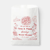 Sachets En Papier Mariage thème dessin à la main amour & pizza (Devant)