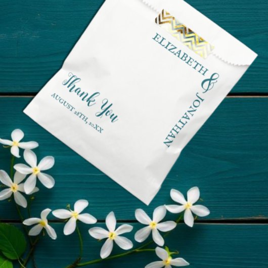 Sachets En Papier Mariage Typographie Moderne Sarcelle Foncé