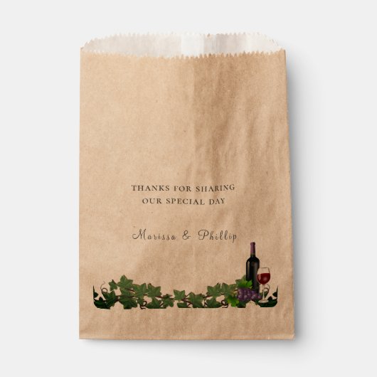 Sachets En Papier Mariage vinicole rustique (Devant)