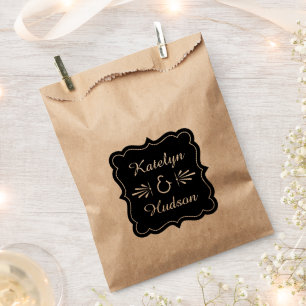 Sachets En Papier Mariage Vintage Kraft Art Déco Monogramme Noir