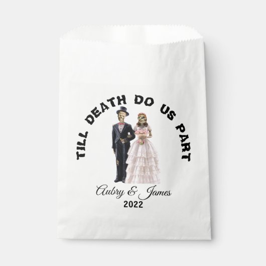 Sachets En Papier Mariée et marié squelette Mariage Halloween (Devant)