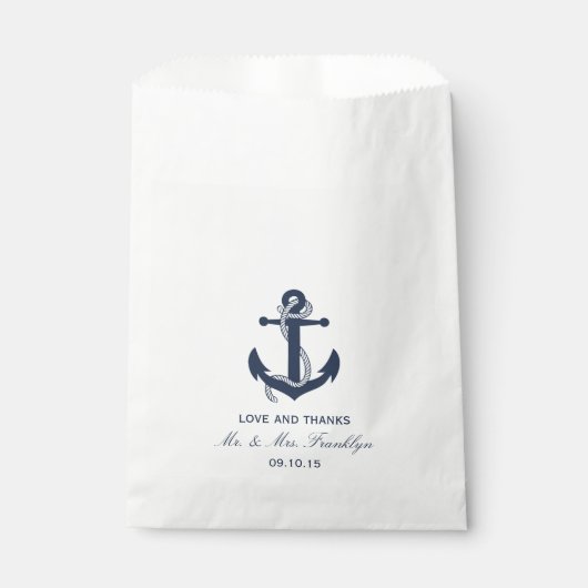 Sachets En Papier Marine Ancre Bleue Nautique Plage Mariage Faveur S (Devant)