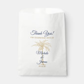 Sachets En Papier Marine Blue Gold Palm Tree Mariage moderne (Devant)
