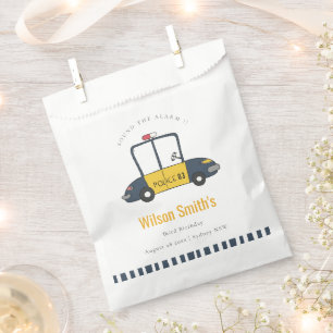Sachets En Papier Marine Jaune Police Voiture Enfants N'importe quel