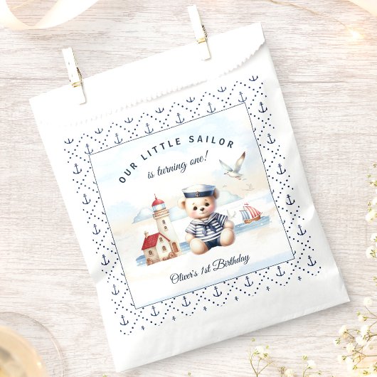 Sachets En Papier Marine Nautique Cute Bear Été 1er Anniversaire