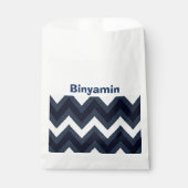 Sachets En Papier Marine zigzag upsherin en faveur sac avec nom (Devant)
