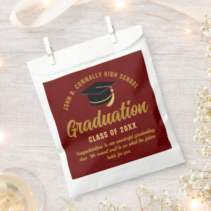 Sachets En Papier Maroon Gold Customisée Graduation Party