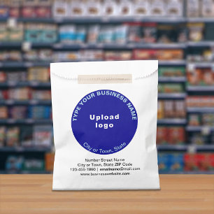Sachets En Papier Marque d'affaires ronde bleue sur sac en papier