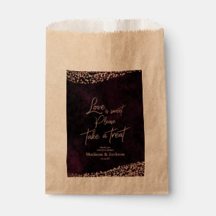 Sachets En Papier Marsala Vin & Rose Or Mariage Love is Sweet