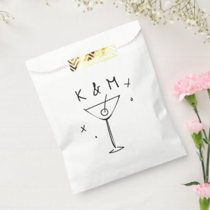 Sachets En Papier Martini Whimsical Rétro Main Tirée Initiales Perso
