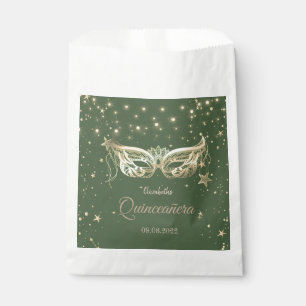 Sachets En Papier Mascarade, Étoiles Vertes Quinceañera