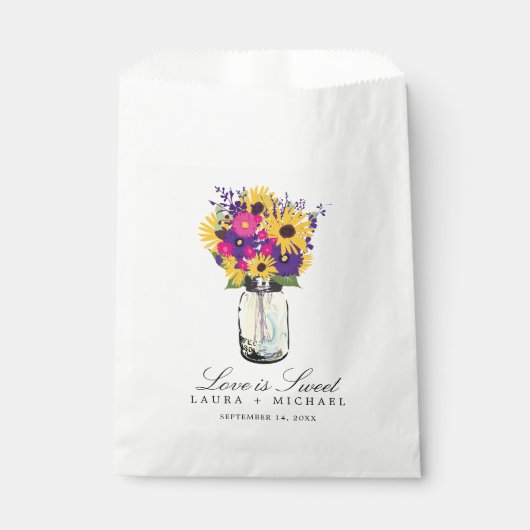 Sachets En Papier Mason Jar Daisies et tournesols | Faveurs (Devant)