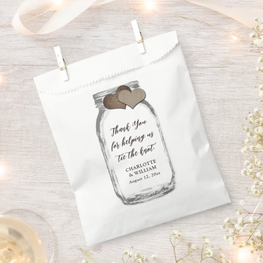 Sachets En Papier Mason Jar Pays Burlap Coeurs Merci Mariage (Coupé)