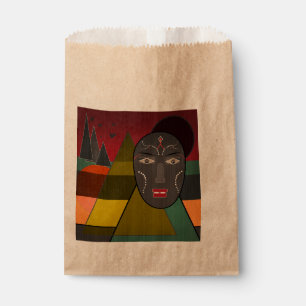 Sachets En Papier Masque africain abstrait dans de rétros couleurs