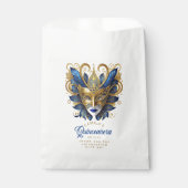 Sachets En Papier Masquerade Motif Quinceanera Blue Gold ID1031 (Devant)