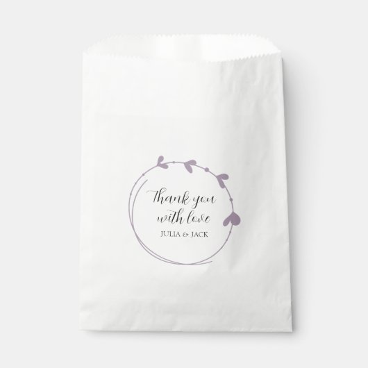 Sachets En Papier Mauve Simple Heart Mariage de couronne (Devant)