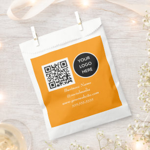 Sachets En Papier Médias sociaux QR Code Orange Modern Business Logo