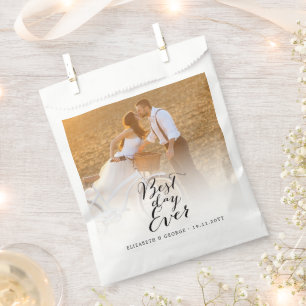 Sachets En Papier Meilleur Jour De Script Calligraphie Mariage Photo