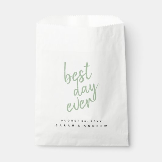 Sachets En Papier Meilleur Mariage vert jamais Sage (Devant)
