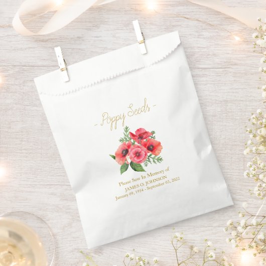 Sachets En Papier Memorial Poppy Seed Funeral  (Coupé)