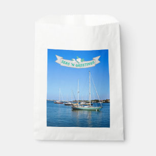 Sachets En Papier Mer côtière et salutations Bateaux à voile sur la