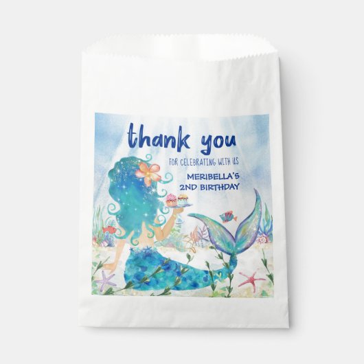 Sachets En Papier Mer de Mermaid | Beach Cupcakes Anniversaire Merci (Devant)